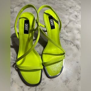 Brand new DKNY neon yellow high heels